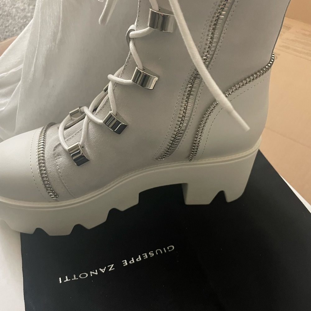 Giuseppe Zanotti White Combat Boots